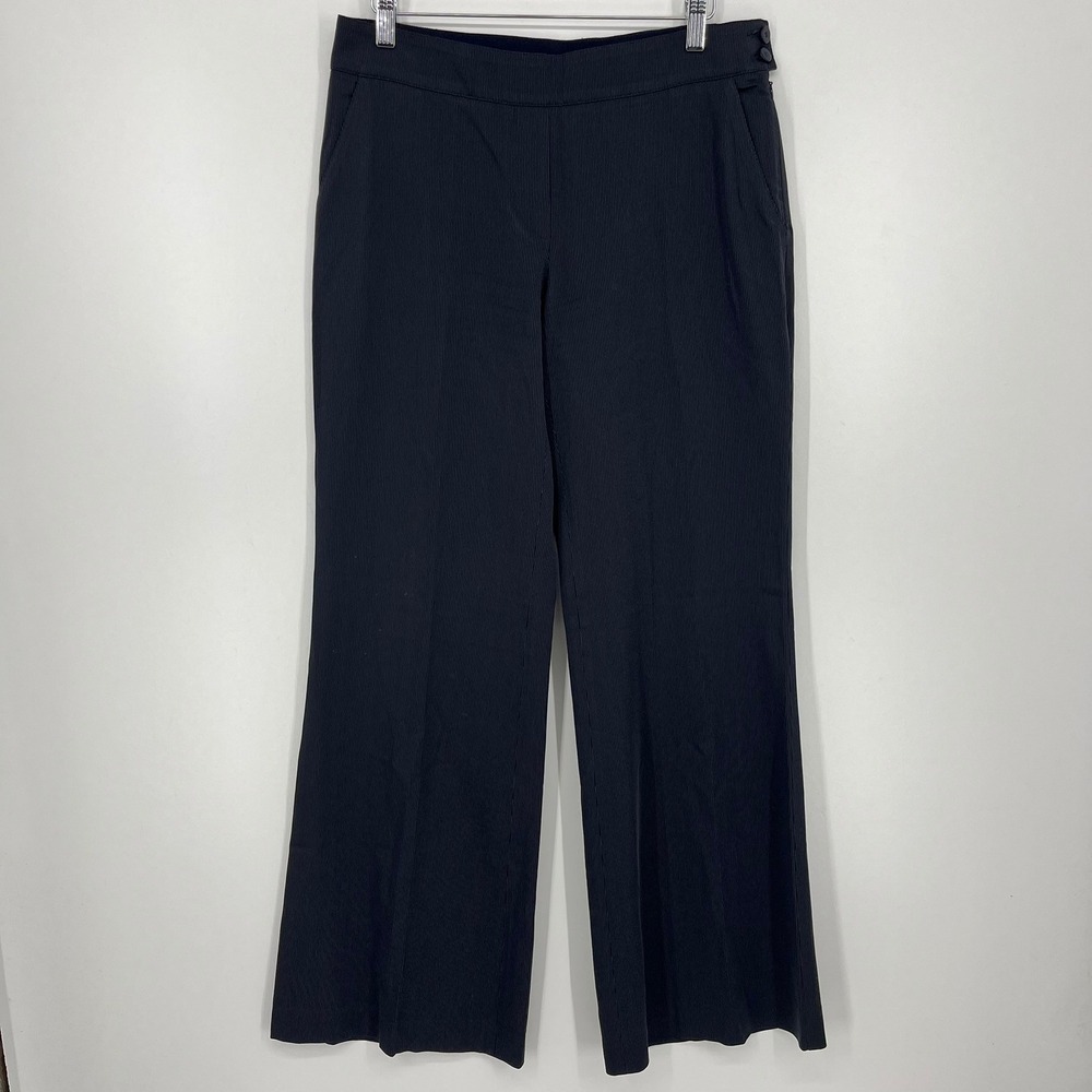 Emporio Armani Navy Pinstripe Wide Leg Trousers Made in Italy Size 44 Vtg